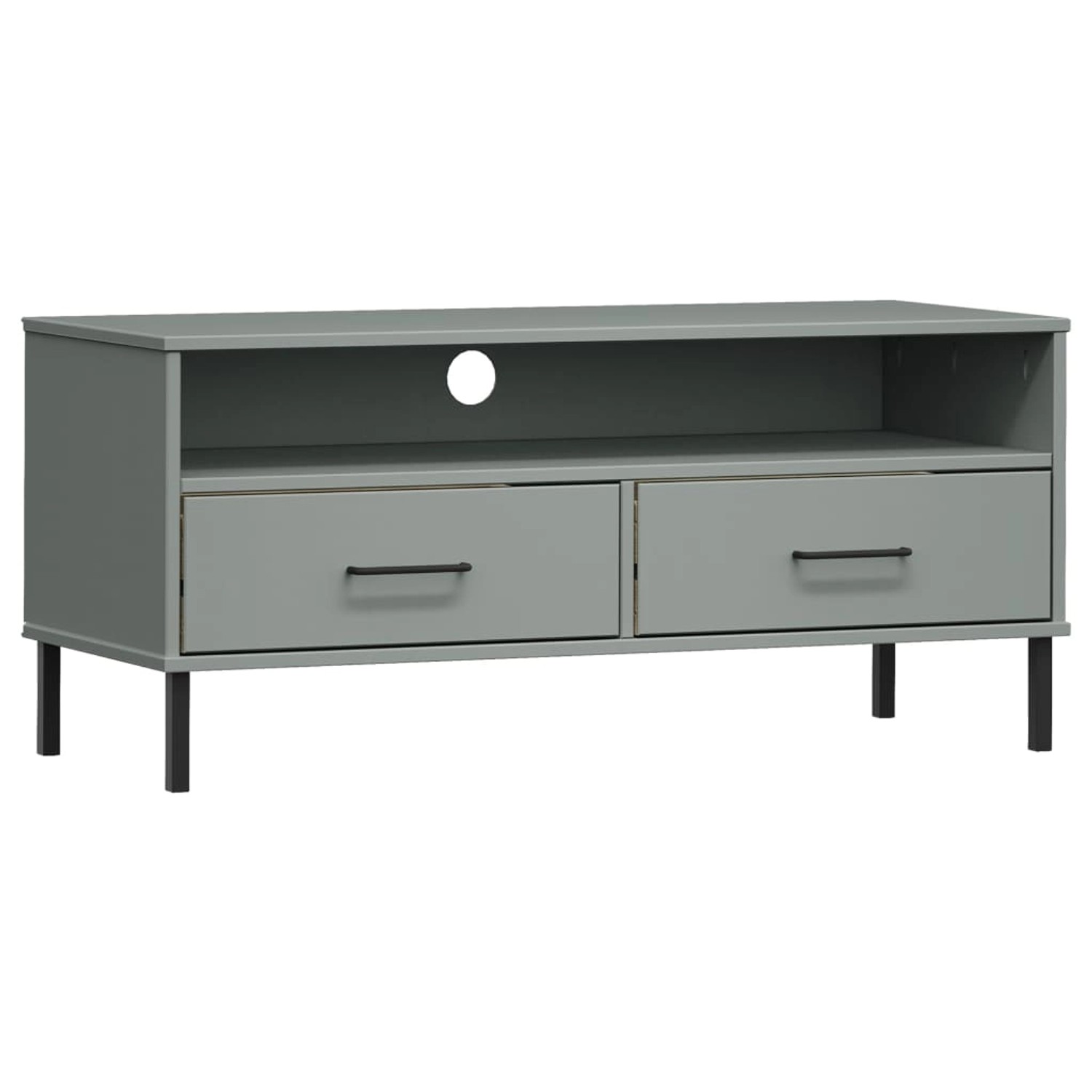 VidaXL TV-Schrank OSLO mit Metallbeinen Grau Massivholz Kiefür  Modell 2 von VIDAXL