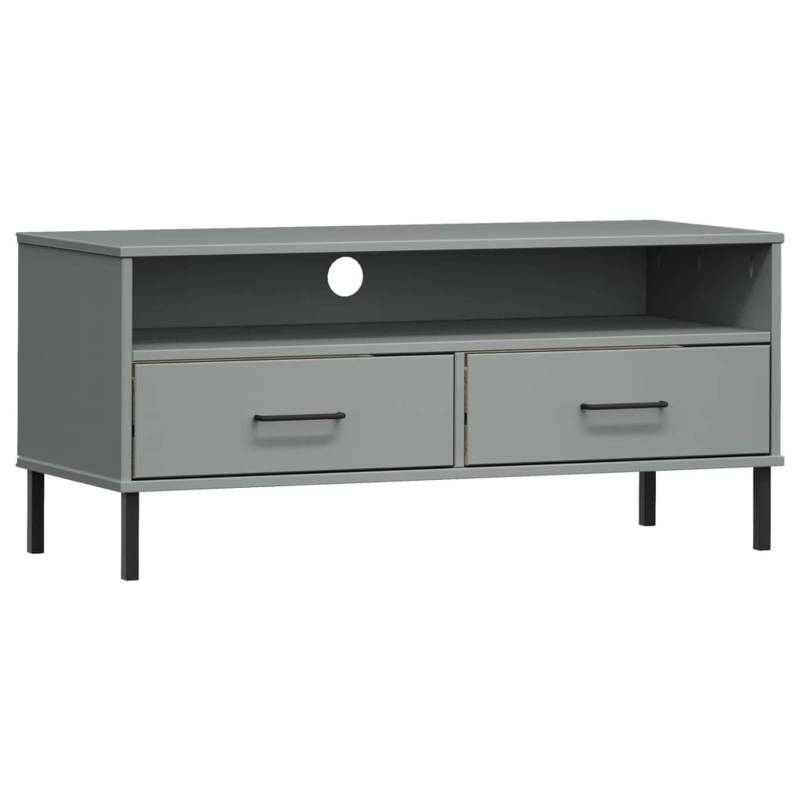 VidaXL TV-Schrank OSLO mit Metallbeinen Grau Massivholz Kiefür  Modell 2 von VIDAXL