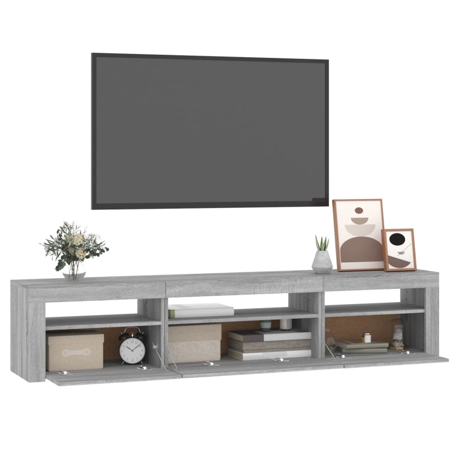 VidaXL TV-Schrank mit LED-Leuchten Grau Sonoma 195x35x40 cm von VIDAXL