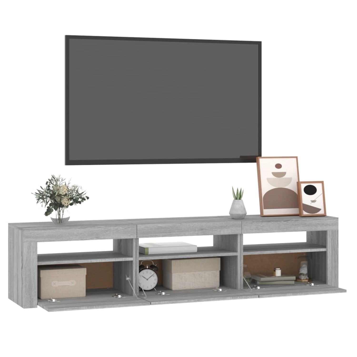 VidaXL TV-Schrank mit LED-Leuchten Grau Sonoma von VIDAXL