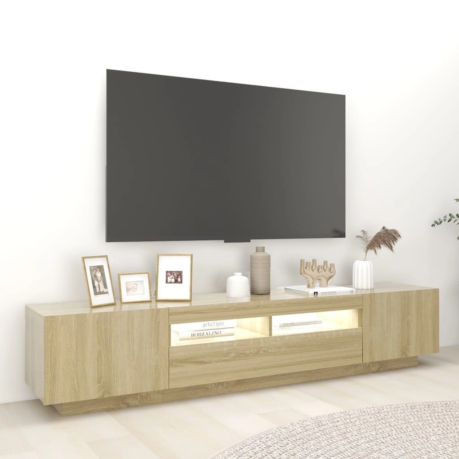 VidaXL TV-Schrank mit LED-Leuchten Sonoma-Eiche 200x35x40 cm von VIDAXL