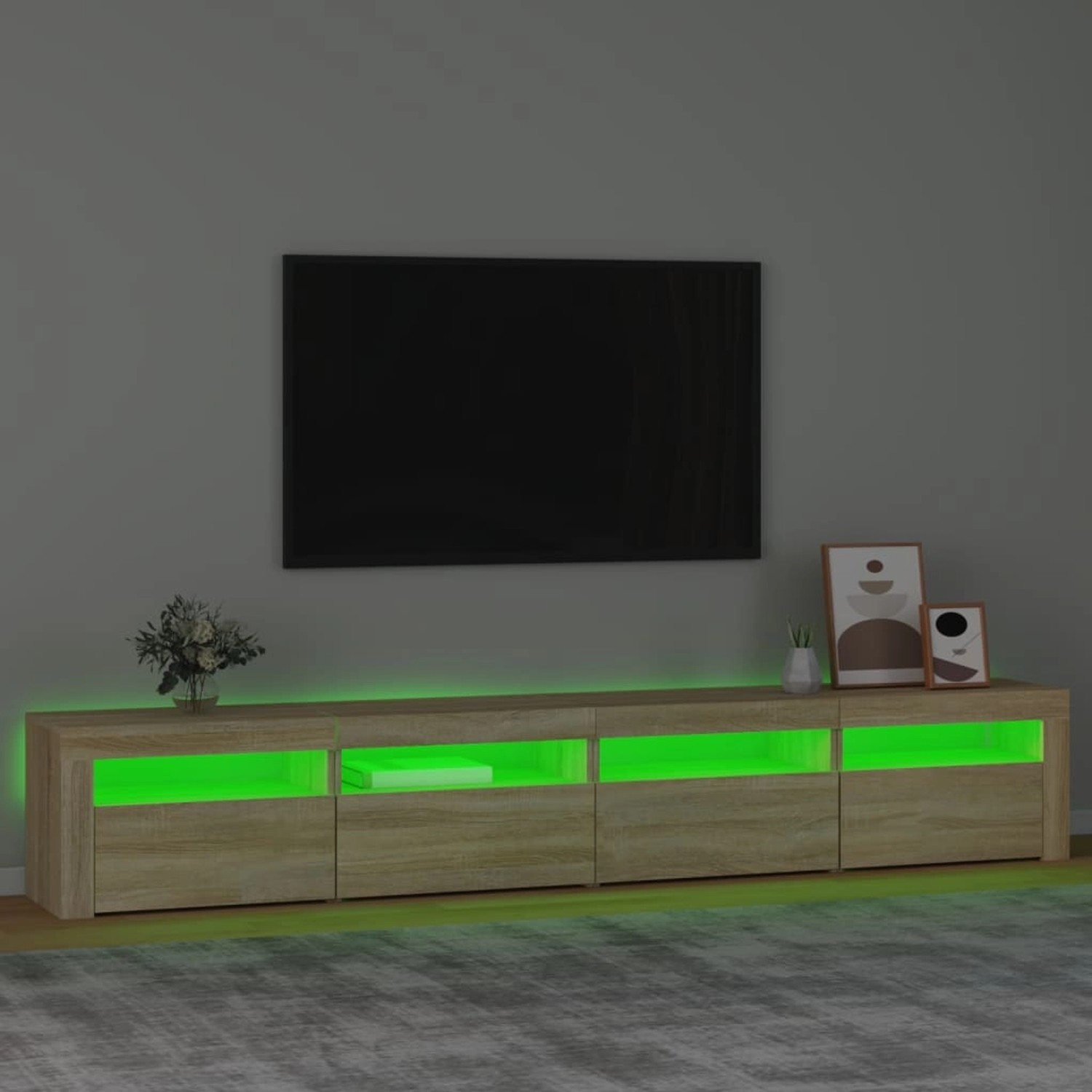 VidaXL TV-Schrank mit LED-Leuchten Sonoma-Eiche 240x35x40 cm  Modell 1 von VIDAXL