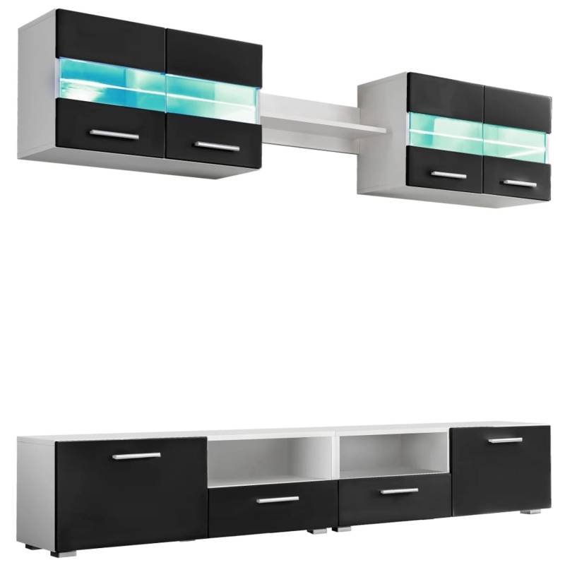 VidaXL TV-Wohnwand-Set 5-tlg. LED-Leuchten Hochglanz-Schwarz von VIDAXL