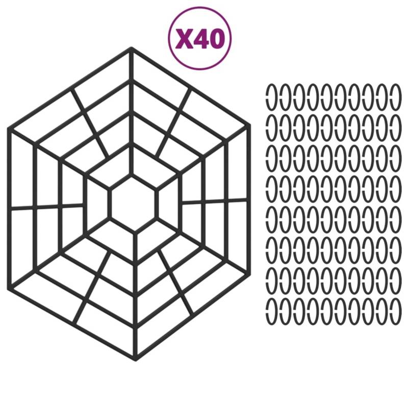 VidaXL Teichgitter 40 Stk. Schwarz Polypropylen von VIDAXL