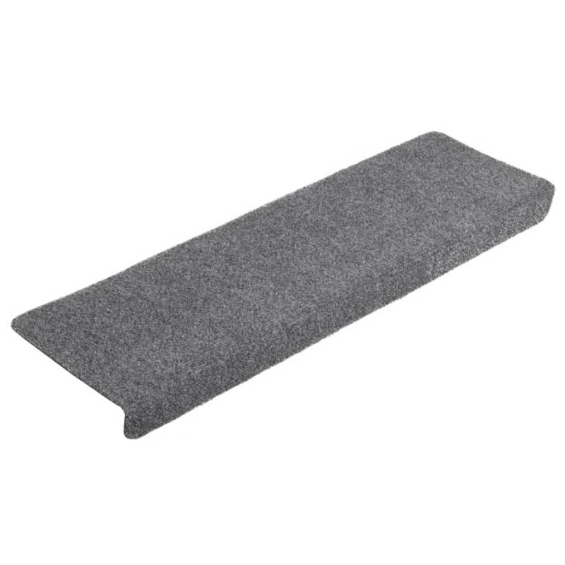 VidaXL Treppenmatten 10 Stk. Hellgrau 65x21x4 cm Nadelvlies von VIDAXL