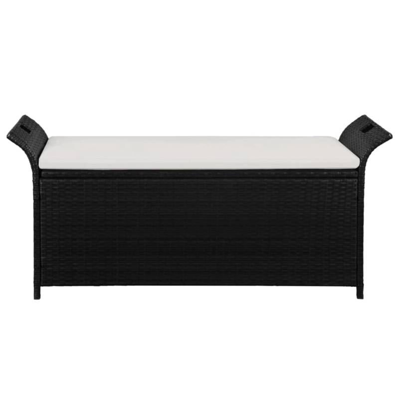 VidaXL Truhenbank mit Polster 138 cm Poly Rattan Schwarz von VIDAXL