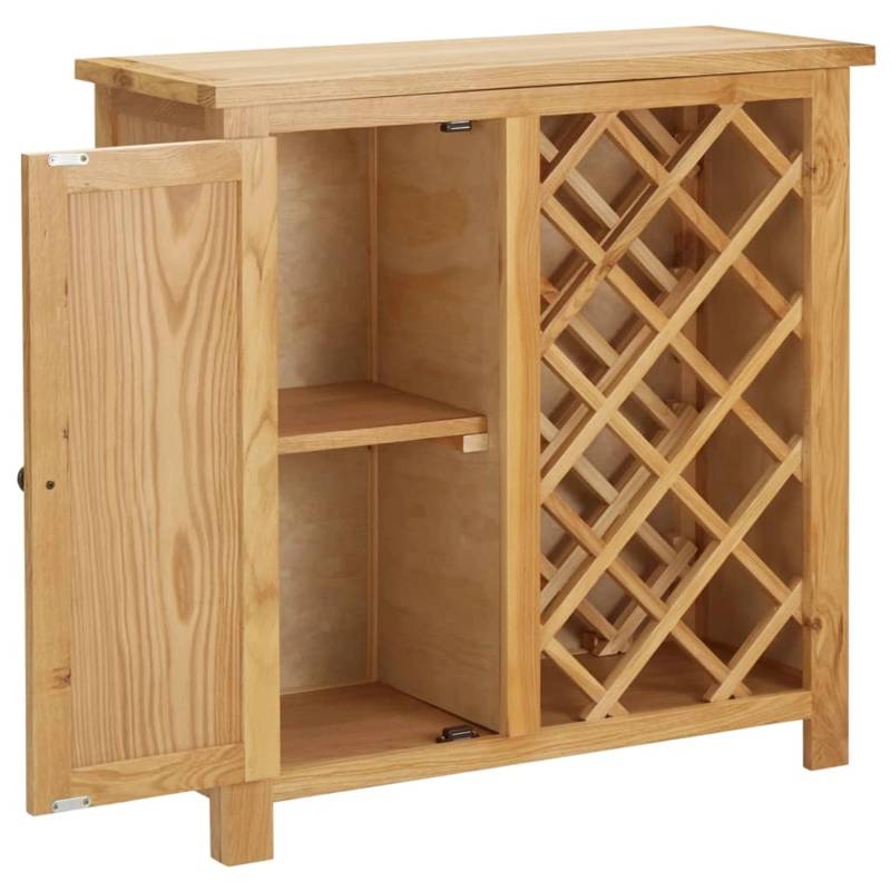 VidaXL Weinschrank für 11 Flaschen 80 x 32 x 80 cm  Eiche Massivholz von VIDAXL