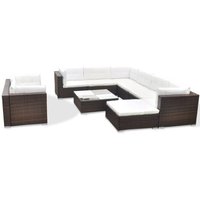 Vidaxl - 10-tlg. Garten-Lounge-Set mit Auflagen Poly Rattan Braun von VIDAXL