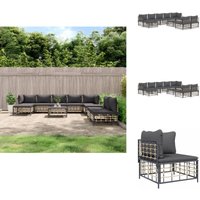 Vidaxl - 10-tlg. Garten-Lounge-Set mit Kissen Anthrazit Poly Rattan - Gartengestell - Loungesessel - Outdoor Möbel - Gartenmöbel - Rattan Sessel Vidaxl - 10-tlg. Garten-Lounge-Set mit Kissen Anthrazit Poly Rattan - Gartengestell - Loungesessel - Outdoor Möbel - Gartenmöbel - Rattan Sessel von VIDAXL