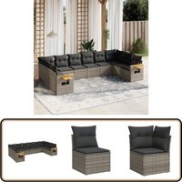 10-tlg. Garten-Sofagarnitur mit Kissen Grau Poly Rattan - Gartensofas - Outdoor Möbel - Gartenmöbelset - Rattan Gartenmöbel - Lounge Set 10-tlg. Garten-Sofagarnitur mit Kissen Grau Poly Rattan - Gartensofas - Outdoor Möbel - Gartenmöbelset - Rattan Gartenmöbel - Lounge Set von VIDAXL