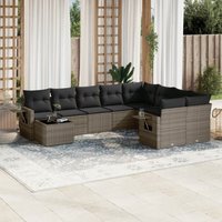 10-tlg. Garten-Sofagarnitur mit Kissen Grau Poly Rattan - Vidaxl 10-tlg. Garten-Sofagarnitur mit Kissen Grau Poly Rattan - Vidaxl von VIDAXL