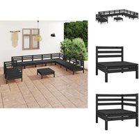 Vidaxl - 11-tlg. Garten-Lounge-Set Massivholz Kiefer Schwarz - Outdoor Lounge Set - Gartenmöbel - Holzmöbel - Kiefernholz - Garten Sofa Vidaxl - 11-tlg. Garten-Lounge-Set Massivholz Kiefer Schwarz - Outdoor Lounge Set - Gartenmöbel - Holzmöbel - Kiefernholz - Garten Sofa von VIDAXL