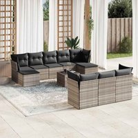 Vidaxl - 11-tlg. Garten-Sofagarnitur mit Kissen Hellgrau Poly Rattan Vidaxl - 11-tlg. Garten-Sofagarnitur mit Kissen Hellgrau Poly Rattan von VIDAXL