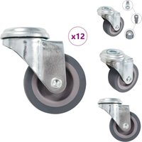 Vidaxl - 12 Stk. Lenkrollen mit Bolzenloch 50 mm - Lenkrolle - Lenkrollen - Schwenkrolle - Schwenkrollen von VIDAXL