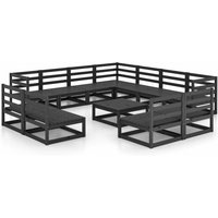 Vidaxl - 12-tlg. Garten-Lounge-Set Schwarz Massivholz Kiefer von VIDAXL