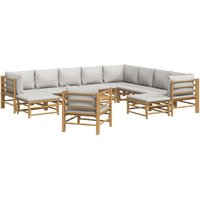Vidaxl - 12-tlg. Garten-Lounge-Set mit Hellgrauen Kissen Bambus Vidaxl - 12-tlg. Garten-Lounge-Set mit Hellgrauen Kissen Bambus von VIDAXL