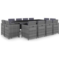 Vidaxl - 13-tlg. Garten-Essgruppe mit Auflagen Poly Rattan Anthrazit von VIDAXL