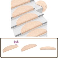 Vidaxl - 15-tlg Selbstklebende Treppenmatten Nadelvlies 65x21x4cm Creme - Treppenmatten - Nadelvlies - Treppenschutz - Trittsicherheit - Stufenmatte von VIDAXL