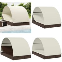 2-Personen-Sonnenliege mit Dach Braun 211x112x140 Poly Rattan - Sonnenliege - Gartenmöbel - Loungemöbel - Outdoor Möbel - Pool Accessoire - Home & von VIDAXL