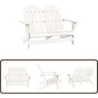 2-Sitzer Adirondack-Gartenbank Massivholz Tanne Weiß - Holz Gartenstuhl - Tannenholzgartenmöbel - Gartenbank - Adirondack Sessel - Gartenlounge von VIDAXL
