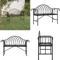 Vidaxl - 2-Sitzer-Gartenbank 128 cm Schwarz Stahl - Gartenbank - Metall Gartenbank - 2er Gartenbank - Schwarze Gartenbank - Stahll Gartenbank - Home von VIDAXL