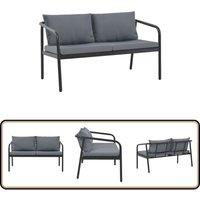 2-Sitzer-Gartenbank mit Auflagen Grau Aluminium - Aluminium Gartenmöbel - Outdoor Sofa - Gartensofa Grau - 2er Set - Lounge Möbel von VIDAXL