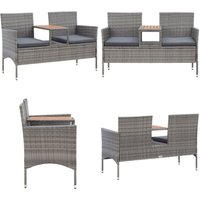 Vidaxl - 2-Sitzer-Gartenbank mit Teetisch 143 cm Poly Rattan Grau - Gartenbank - Outdoor Möbel - Rattan Gartenmöbel - Gartenset - Esszimmergarnitur Vidaxl - 2-Sitzer-Gartenbank mit Teetisch 143 cm Poly Rattan Grau - Gartenbank - Outdoor Möbel - Rattan Gartenmöbel - Gartenset - Esszimmergarnitur von VIDAXL