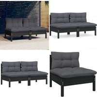 2-Sitzer-Gartensofa mit Anthrazit Kissen Massivholz Kiefer - Gartenmöbel - Terrasse Möbel - Outdoor Lounge Set - Esszimmerset - Balkonmöbel - Home & von VIDAXL