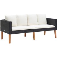 Vidaxl - 2-Sitzer-Gartensofa mit Auflagen Poly Rattan Schwarz von VIDAXL