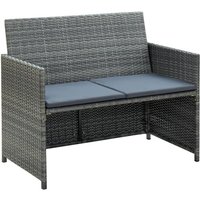 2-Sitzer-Gartensofa mit Polstern Grau Poly Rattan - Vidaxl von VIDAXL