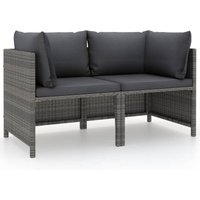 2-Sitzer-Gartensofa mit Polstern Grau Poly Rattan - Vidaxl von VIDAXL