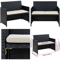 Vidaxl - 2-Sitzer-Gartensofa mit Polstern Schwarz Poly Rattan - Gartensofa - Outdoor Möbel - Balkonmöbel - Rattan Gartenmöbel - Polyrattan Sofa Vidaxl - 2-Sitzer-Gartensofa mit Polstern Schwarz Poly Rattan - Gartensofa - Outdoor Möbel - Balkonmöbel - Rattan Gartenmöbel - Polyrattan Sofa von VIDAXL