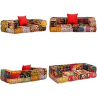 2-Sitzer Modularer Pouf Patchwork Stoff - Patchwork Couch - Sofa Lounge - Beistelltisch - Wohnzimmerdeko - Gemütlicher Sessel - Home & Living von VIDAXL