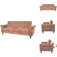 Vidaxl - 2-Sitzer Schlafsofa mit Armlehnen Künstliches Wildleder Braun - 2-Sitzer Sofa - Schlafsofa - Chesterfield Sofa - Wohnzimmersofa - Couch von VIDAXL