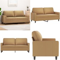 2-Sitzer-Sofa Braun 140 cm Samt - Samtsofa - Couchtisch - Wohnzimmersofa - Sessel - Ledercouch - Home & Living von VIDAXL