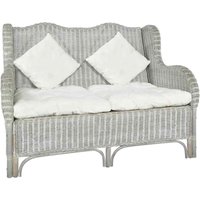 2-Sitzer-Sofa Grau Natürliches Rattan und Leinen Vidaxl von VIDAXL