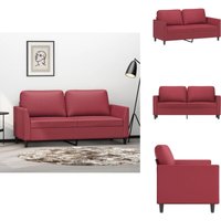 Vidaxl - 2-Sitzer-Sofa Weinrot 140 cm Kunstleder - 2-Sitzer Sofa - Wohnlandschaft - Ledercouch - Weinrot - Lounge Möbel von VIDAXL