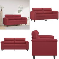 Vidaxl - 2-Sitzer-Sofa Weinrot 140 cm Kunstleder - 2-Sitzer Sofa - Wohnzimmersofa - Ledercouch - Weinrot Sofa - Modernes Sofa - Home & Living von VIDAXL