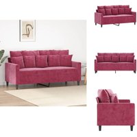 Vidaxl - 2-Sitzer-Sofa Weinrot 140 cm Samt - Samtsofa - Wohnzimmersofa - 2er Sofa - Couch - Modernes Sofa Vidaxl - 2-Sitzer-Sofa Weinrot 140 cm Samt - Samtsofa - Wohnzimmersofa - 2er Sofa - Couch - Modernes Sofa von VIDAXL