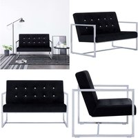 Vidaxl - 2-Sitzer-Sofa mit Armlehnen Schwarz Chrom und Samt - 2-Sitzer Sofa - Wohnzimmersofa - Schwarzes Sofa - Samtsofa - Chrombeinige Couch - Home Vidaxl - 2-Sitzer-Sofa mit Armlehnen Schwarz Chrom und Samt - 2-Sitzer Sofa - Wohnzimmersofa - Schwarzes Sofa - Samtsofa - Chrombeinige Couch - Home von VIDAXL