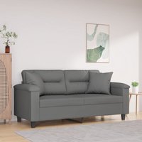 2-Sitzer-Sofa mit Kissen Dunkelgrau 140 cm Mikrofasergewebe Vidaxl von VIDAXL