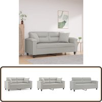 2-Sitzer-Sofa mit Kissen Hellgrau 140 cm Mikrofasergewebe - Mikrofasercouch - Grau Sofa - Wohnzimmersofa - 2er Sofa - Couchtisch von VIDAXL