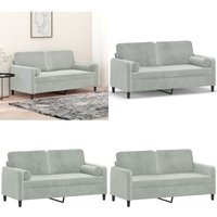 Vidaxl - 2-Sitzer-Sofa mit Zierkissen Hellgrau 140 cm Samt - Samtsofa - 2-Sitzer-Sofa - Wohnzimmersofa - Grau Sofa - Gemütliches Sofa - Home & Living Vidaxl - 2-Sitzer-Sofa mit Zierkissen Hellgrau 140 cm Samt - Samtsofa - 2-Sitzer-Sofa - Wohnzimmersofa - Grau Sofa - Gemütliches Sofa - Home & Living von VIDAXL