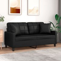 Vidaxl - 2-Sitzer-Sofa mit Zierkissen Schwarz 140 cm Kunstleder von VIDAXL