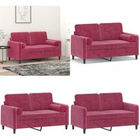 Vidaxl - 2-Sitzer-Sofa mit Zierkissen Weinrot 120 cm Samt - Samtsofa - Wohnzimmersofa - 2er Sofa - Weinrot Sofa - Gemütliches Sofa - Home & Living Vidaxl - 2-Sitzer-Sofa mit Zierkissen Weinrot 120 cm Samt - Samtsofa - Wohnzimmersofa - 2er Sofa - Weinrot Sofa - Gemütliches Sofa - Home & Living von VIDAXL