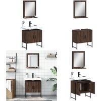 2-tlg. Badmöbel-Set Braun Eichen-Optik Holzwerkstoff - Badezimmermöbel - Badschrank - Spiegelschrank - Holzwerkstoff - Eiche Optik - Home & Living von VIDAXL
