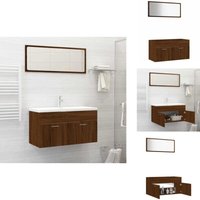 Vidaxl - 2-tlg. Badmöbel-Set Braun Eichen-Optik Holzwerkstoff - Badmöbel Set - Holzschrank - Wascht Tisch - Spiegelschrank - Badezimmer Einrichtung von VIDAXL