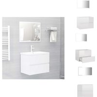 Vidaxl - 2-tlg. Badmöbel-Set Hochglanz-Weiß Holzwerkstoff - Badmöbel Set - Holzwerkstoff Badschrank - Spiegelschrank - Weißes Badezimmer - Badeset von VIDAXL