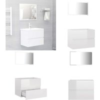 Vidaxl - 2-tlg. Badmöbel-Set Hochglanz-Weiß Holzwerkstoff - Badmöbel Set - Holzwerkstoff Badschrank - Spiegelschrank - Weißes Badezimmer - Badeset von VIDAXL