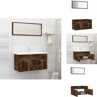 Vidaxl - 2-tlg. Badmöbel-Set Räuchereiche Holzwerkstoff - Badmöbel Set - Holzschrank - Waschbeckenunterschrank - Spiegelschrank - Badezimmermöbel von VIDAXL